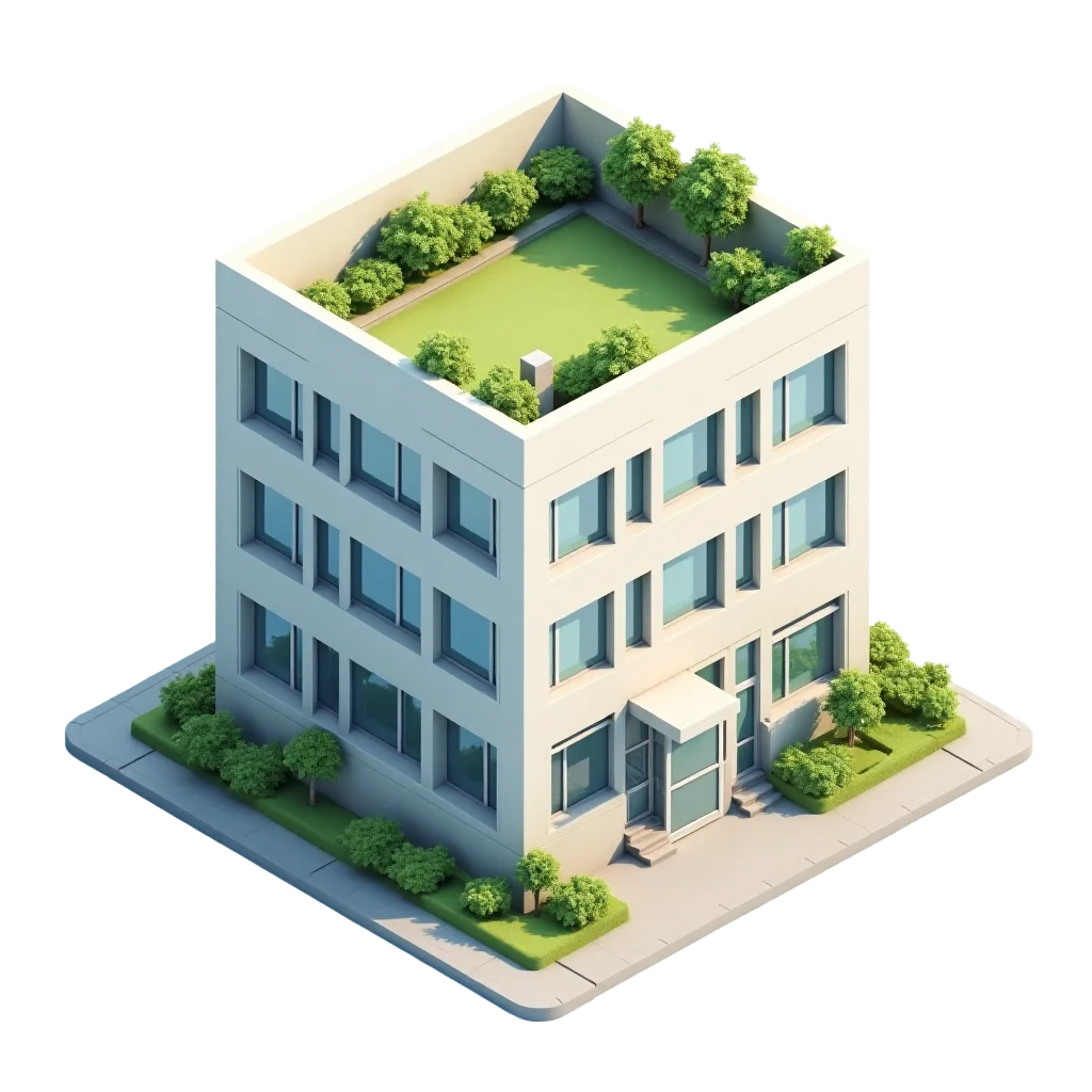 Modern Office Building with Green Roof